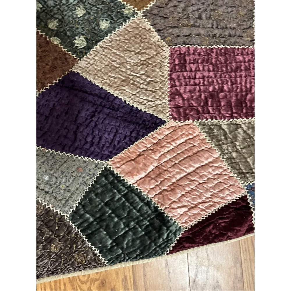 Elite Style Hand Crafted small Velvety  Patchwork Quilt Dimensions 48 X 60